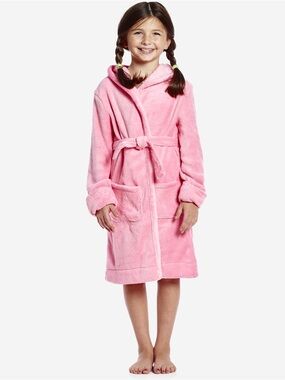 Elowel Soft Pink Kids Hooded Pajama Robe size 4 ADORABLE